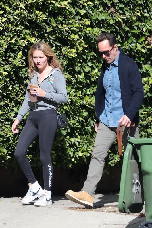 BECKI NEWTON and Chris Diamantopoulos Out with Their Dog in Los Angeles 11/24/2024