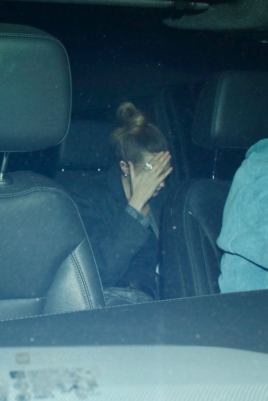 CARA DELEVINGNE Arrives at Leonardo DiCaprio