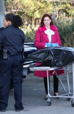 CARRIE PRESTON Filming a Crime Scene for New Police Procedural Comedy-drama Elsbeth at Flushing Meadow Park in Queens 11/01/2024