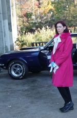 CARRIE PRESTON Filming a Crime Scene for New Police Procedural Comedy-drama Elsbeth at Flushing Meadow Park in Queens 11/01/2024