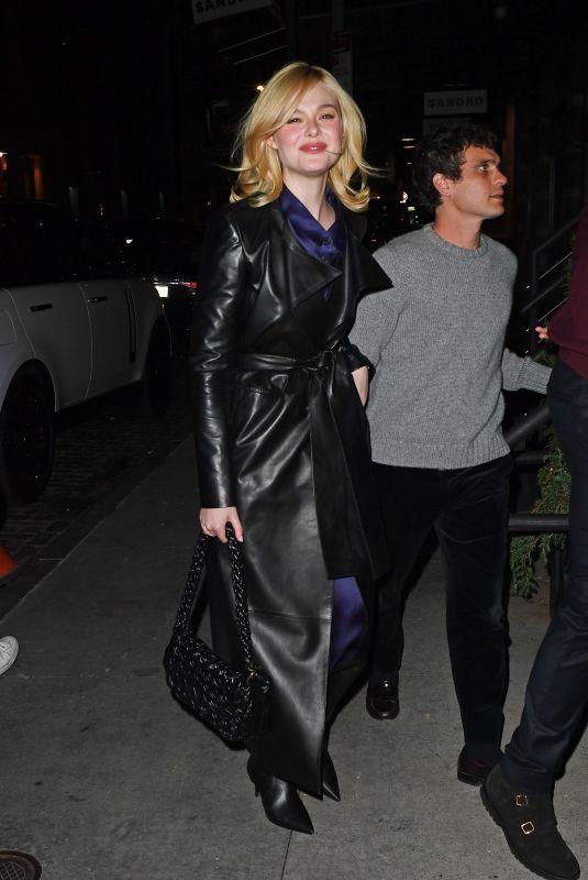 ELLE FANNING Arrives at Sara Moonves