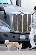 KAIA GERBER Out for a Walk with Her Dog on the Set of Palm Royale in Pasadena 11/05/2024