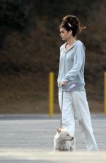 KAIA GERBER Out for a Walk with Her Dog on the Set of Palm Royale in Pasadena 11/05/2024