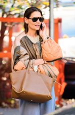 KATIE HOLMES Out in Style with a Color-block Bomber Jacket in New York 11/07/2024