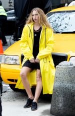 LILA GRACE MOSS Filming a New Fashion Ad for DKNY in New York City 11/20/2024
