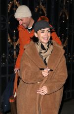 LILY COLLINS Leaves Duke of York Theatre in London 11/21/2024