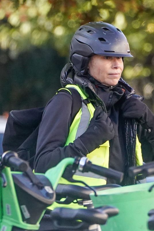 MINNIE DRIVER Out Riding a Bike in London 11/26/2024