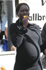 Pregnant ADUT AKECH at Studio City Farmers Market 11/10/2024