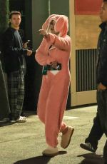 SELENA GOMEZ in a Pink Bunny Onesie Arrives at Sabrina Carpenter
