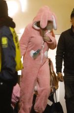 SELENA GOMEZ in a Pink Bunny Onesie Arrives at Sabrina Carpenter