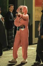 SELENA GOMEZ in a Pink Bunny Onesie Arrives at Sabrina Carpenter