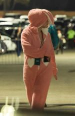 SELENA GOMEZ in a Pink Bunny Onesie Arrives at Sabrina Carpenter