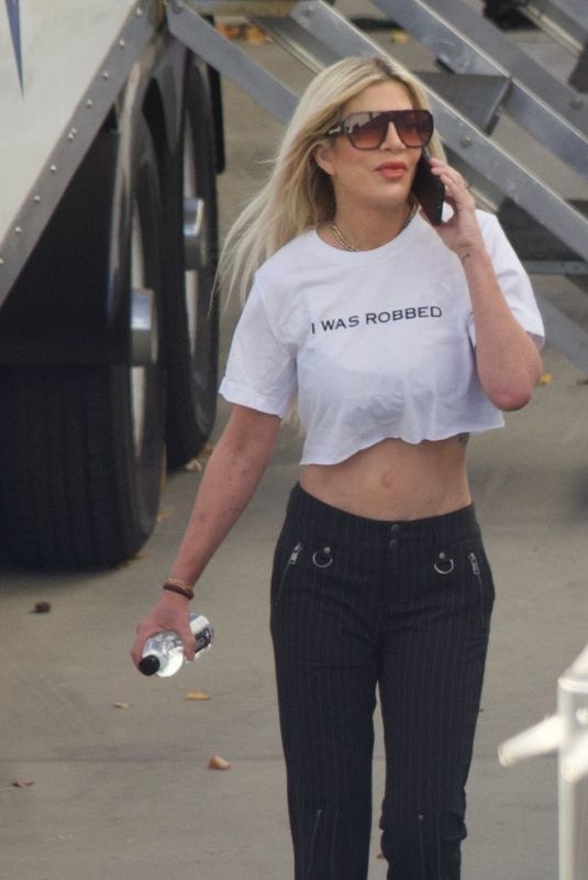 TORI SPELLING Leaves DWTS Rehearsals in Los Angeles 11/24/2024