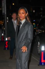 ZOE SALDANA Arrives at Late Show with Steven Colbert in New York 11/13/2024
