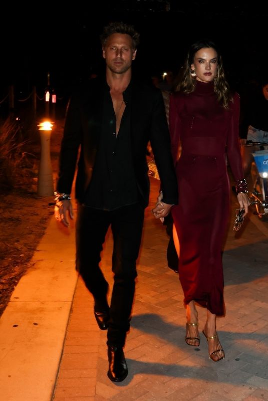 ALESSANDRA AMBROSIO Enjoying a Night Walk Along Boardwalk in Miami Beach 12/05/2024