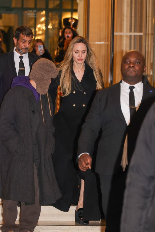 ANGELINA JOLIE Leaves Westin Hotel in Paris 12/10/2024