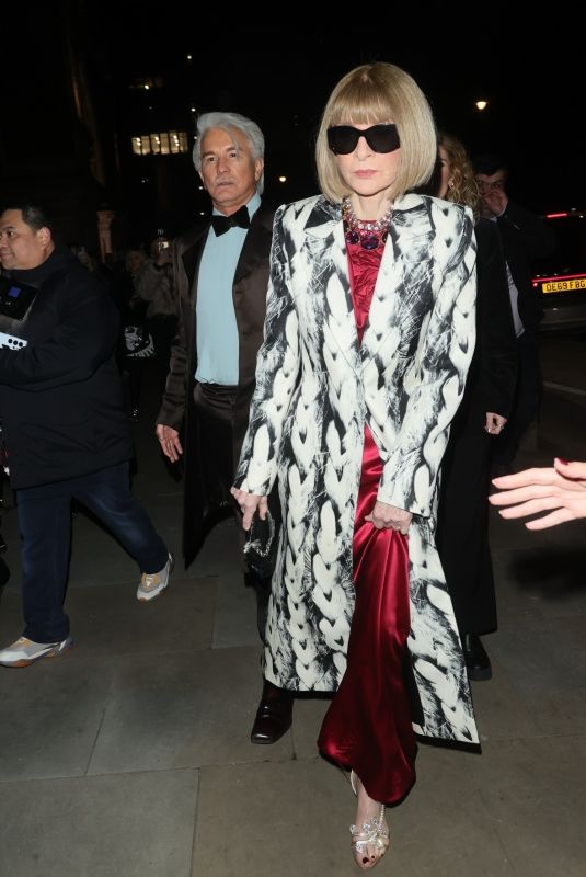 ANNA WINTOUR Arrives at Vas J Morgan British Fashion Awards Afterparty in London 12/02/2024