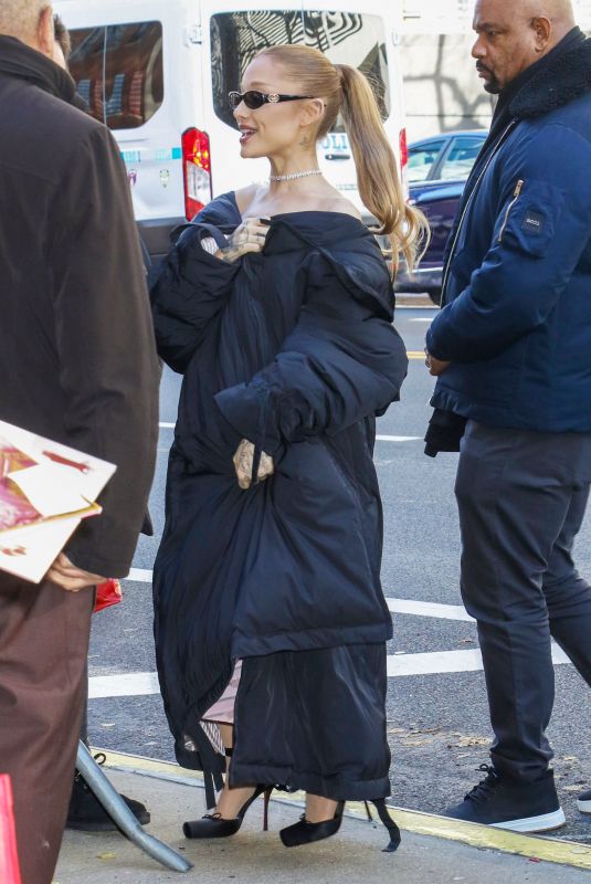 ARIANA GRANDE Arrives at Drew Barrymore Show in New York City 12/03/2024