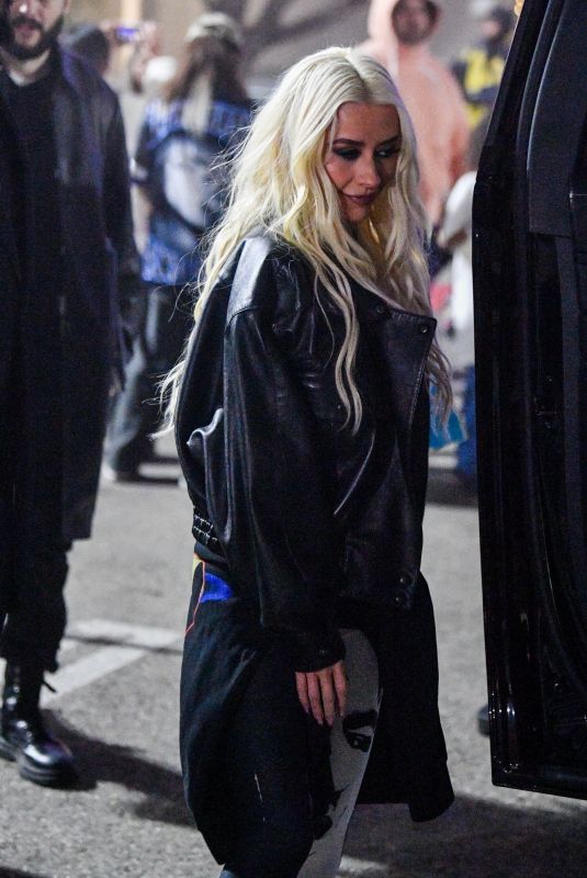 CHRISTINA AGUILERA Arrives at Billie Eilish Concert at Kia Forum in Inglewood 12/20/2024