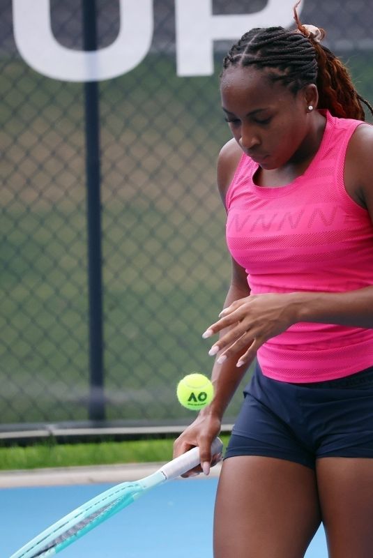 COCO GAUFF at Training Court at RAC Arena in Perth 12/29/2024