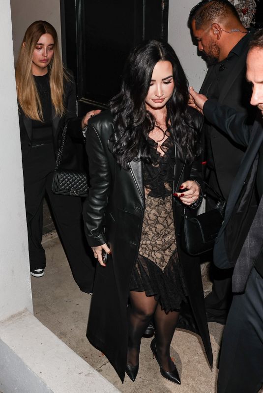 DEMI LOVATO Leaves OBB Media Christmas Party Event in Los Angeles 12/08/2024