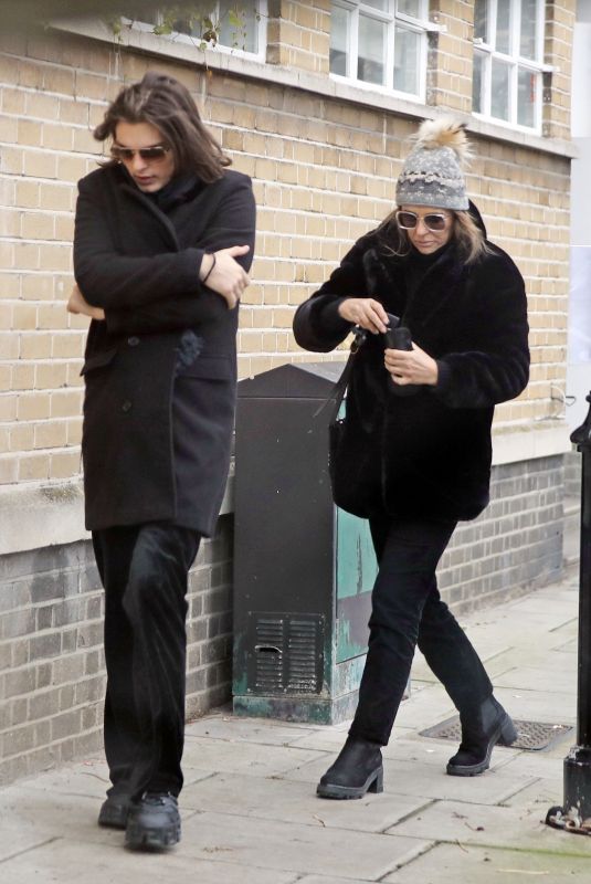 ELIZABETH HURLEY Out with Her Son Damian in London 12/11/2024