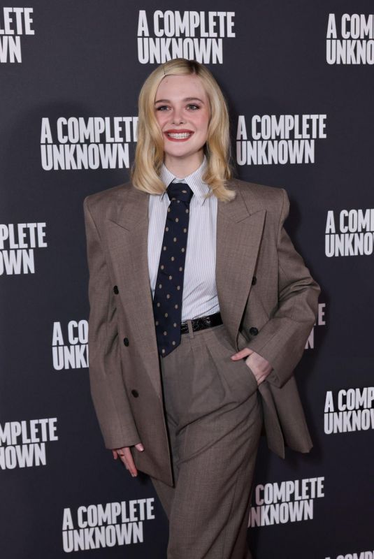 ELLE FANNING at A Complete Unknown Photocall in London 12/16/2024