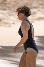 EMMA FORBES in Swimsuit on the Beach at Sandy Lane Hotel in Barbados 12/22/2024