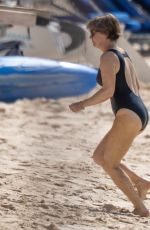 EMMA FORBES in Swimsuit on the Beach at Sandy Lane Hotel in Barbados 12/22/2024