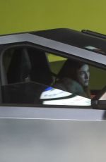 HAILEY BIEBER in a Tesla Cybertruck Leave s Studio in Los Angeles 12/04/2024