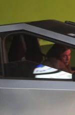 HAILEY BIEBER in a Tesla Cybertruck Leave s Studio in Los Angeles 12/04/2024