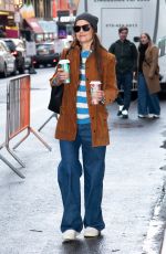 KATIE HOLMES Drinks Some Coffees Out in New York City 12/29/2024