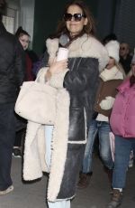 KATIE HOLMES in a Long Shearling Coat Put and About in New York 12/07/2024