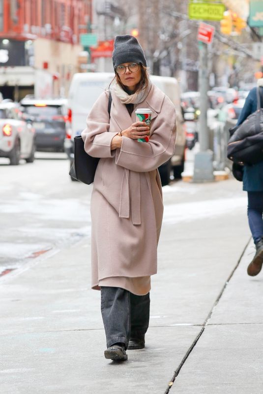 KATIE HOLMES Out for Coffee on a Chilly Day in New York 12/21/2024