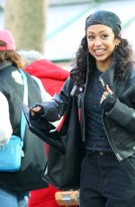LIZA KOSHY on the Set of The Man with the Bag with Arnold Schwarzenegger, Alan Ritchson and KYLE MOONEY in Bryant Park in New York 12/19/2024