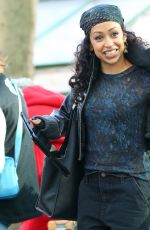 LIZA KOSHY on the Set of The Man with the Bag with Arnold Schwarzenegger, Alan Ritchson and KYLE MOONEY in Bryant Park in New York 12/19/2024