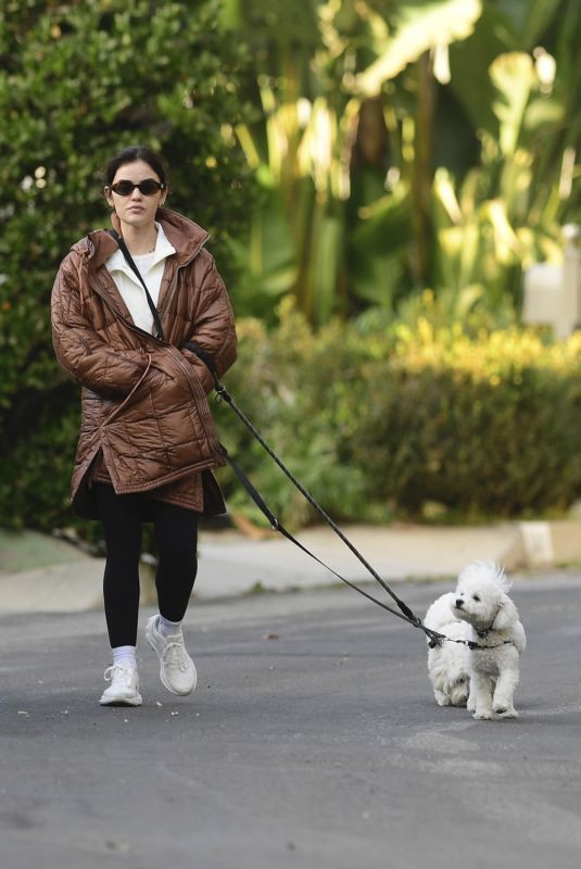 LUCY HALE Out with Her Dog in Los Angeles on Christmas Eve 12/24/2024