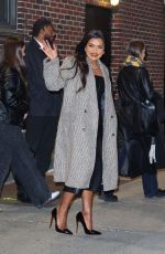 MINDY KALING Leaves Late Show with Stephen Colbert in New York 12/03/2024