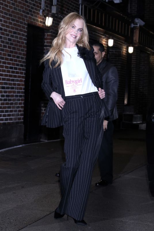 NICOLE KIDMAN Arrives at Late Show with Stephen Colbert in New York City 12/16/2024