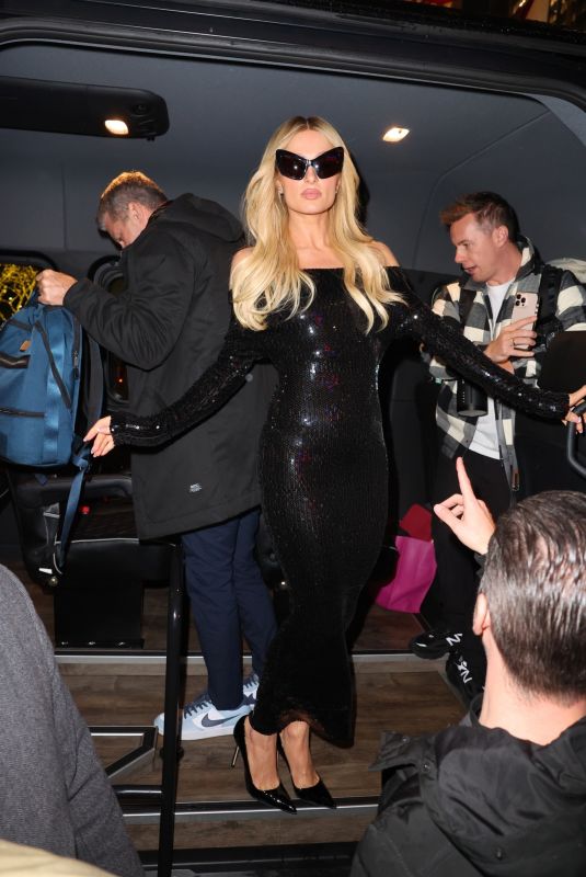 PARIS HILTON Leaves NBC Studios After Taping Seth Meyers in New York 12/09/2024