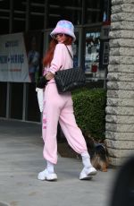 PHOEBE PRICE at a Post Office in Studio City with Her Dog Arnold 12/23/2024
