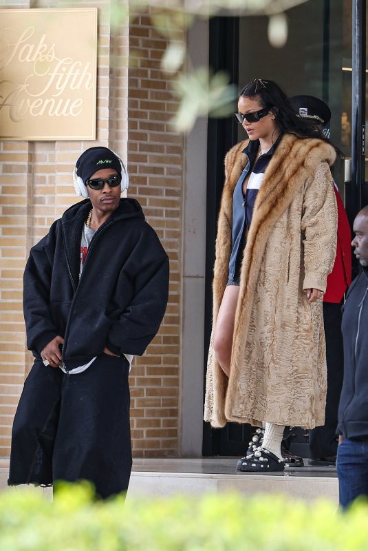 RIHANNA and A$AP Rocky Shopping at Saks Fifth Avenue in Beverly Hills 12/14/2024
