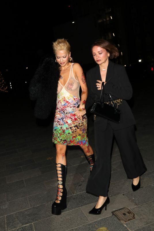 RITA ORA Arrives at Vas J Morgan British Fashion Awards Afterparty in London 12/02/2024