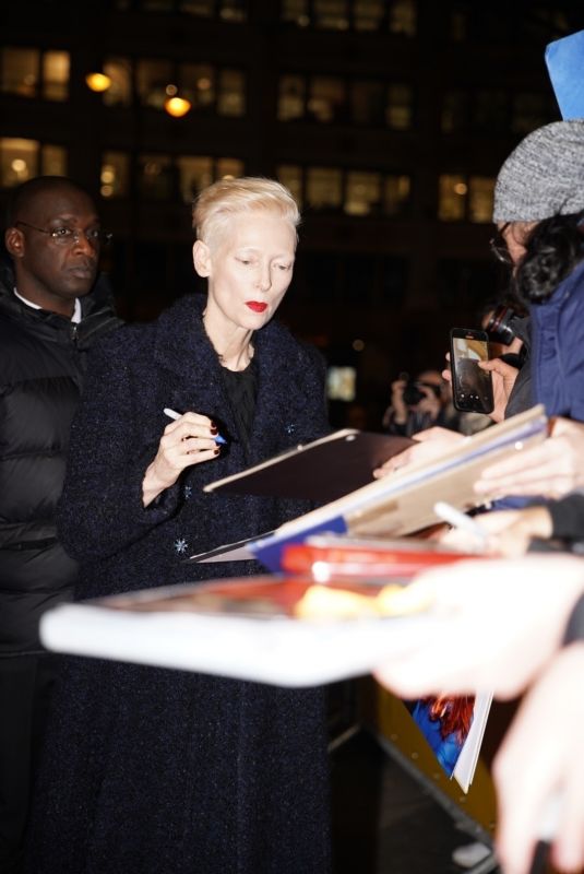 TILDA SWINTON Arrives at The Room Next Door Screening in Paris 12/16/2024