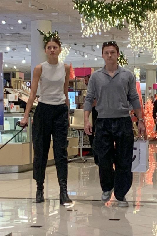 ZENDAYA and Tom Holland Out for Christmas Shopping at Nordstrom at Topanga Mall in Canoga Park 12/17/2024