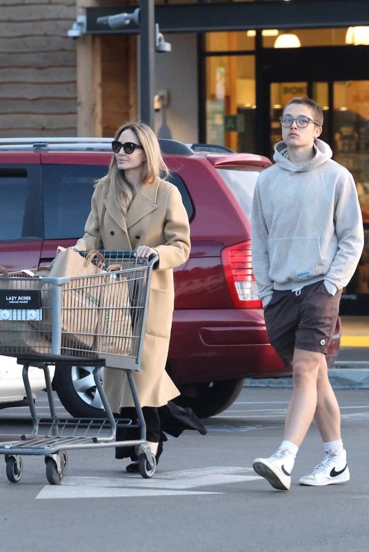 ANGELINA JOLIE Out Shopping with Her Son Knox in Los Angeles 01/223/2025