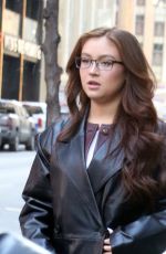 ANNA CATCHART in a Black Leather Trench Coat Out in New York City 01/24/2025