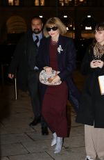 ANNA WINTOUR Arrives at Ritz Place Vendome at Paris Fashion Week 01/24/2025