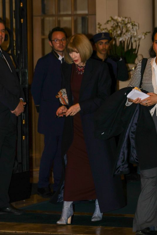 ANNA WINTOUR Arrives at Ritz Place Vendome at Paris Fashion Week 01/24/2025