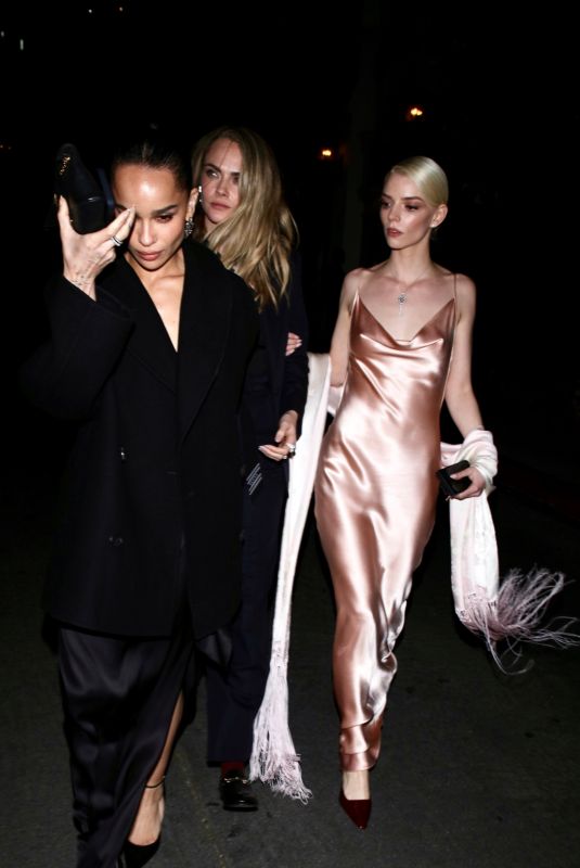 ANYA TAYLOR-JOY, CARA DELEVINGNE and ZOE KRAVITZ Arrives at Vas Morgan